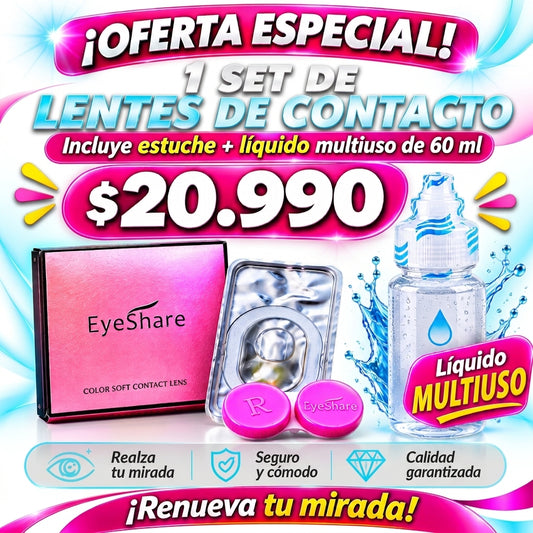 Set de 2 lentes con su estuche + 1 liquido